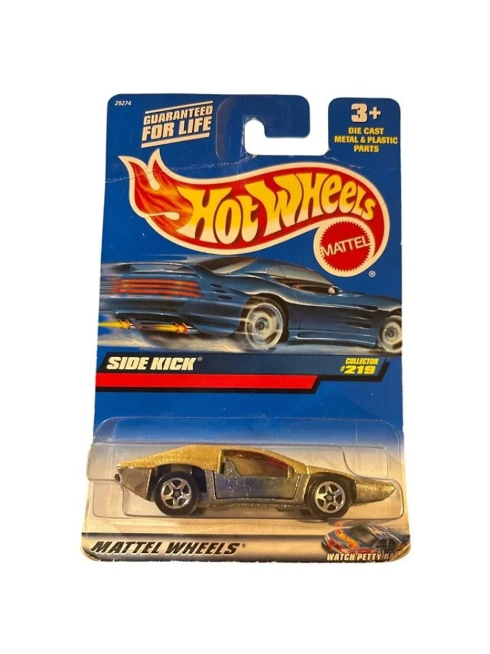 VTG Die Cast Hot Wheels Side Kick Car Collector 219 Gold Black 1999 Mattel